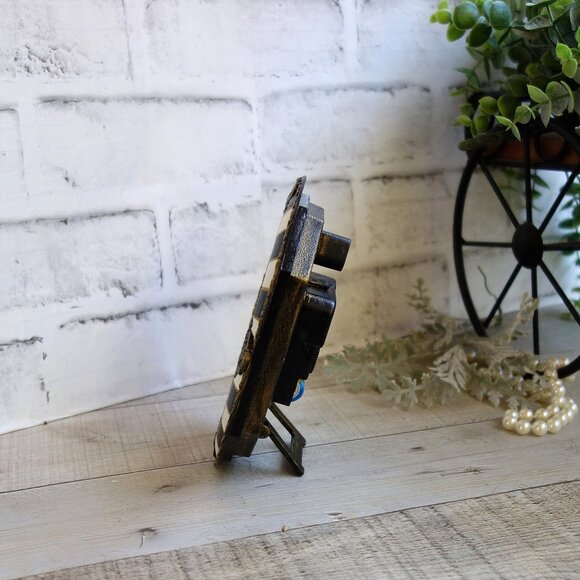 Checked Table Clock Mackenzie Inspired Black and White Buffalo Check Clock - Picture 5 of 7